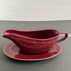 Jaclyn Smith Deep Red Gravy Boat with Saucer